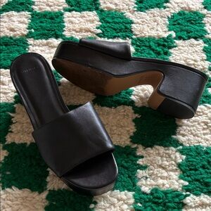 Vince Margo Black Platform Slide Mules Sandals